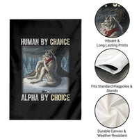 Funny Alpha Wolf Christmas Meme Garden Flag Human By Chance Alpha By Choice - Wonder Print Shop
