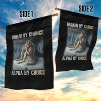 Funny Alpha Wolf Christmas Meme Garden Flag Human By Chance Alpha By Choice - Wonder Print Shop