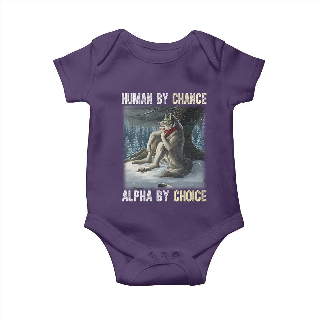 Funny Alpha Wolf Christmas Meme Baby Onesie Human By Chance Alpha By Choice - Wonder Print Shop