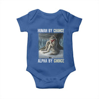Funny Alpha Wolf Christmas Meme Baby Onesie Human By Chance Alpha By Choice - Wonder Print Shop