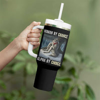 Funny Alpha Wolf Christmas Meme Tumbler With Handle Human By Chance Alpha By Choice - Wonder Print Shop