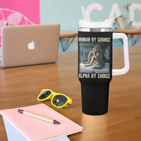 Funny Alpha Wolf Christmas Meme Tumbler With Handle Human By Chance Alpha By Choice - Wonder Print Shop
