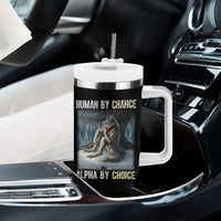 Funny Alpha Wolf Christmas Meme Tumbler With Handle Human By Chance Alpha By Choice - Wonder Print Shop