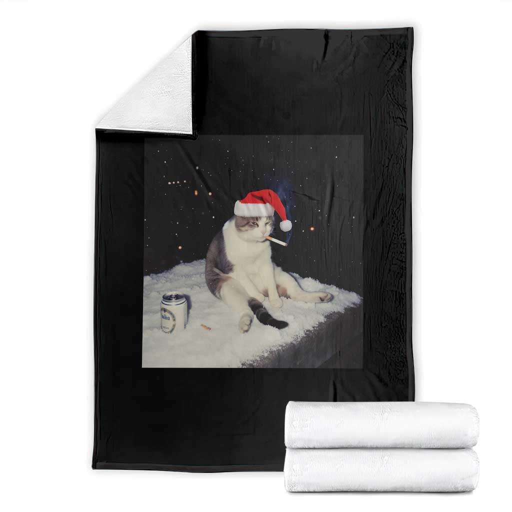 Funny Smoking Cat Christmas Meme Throw Blanket - Wonder Print Shop