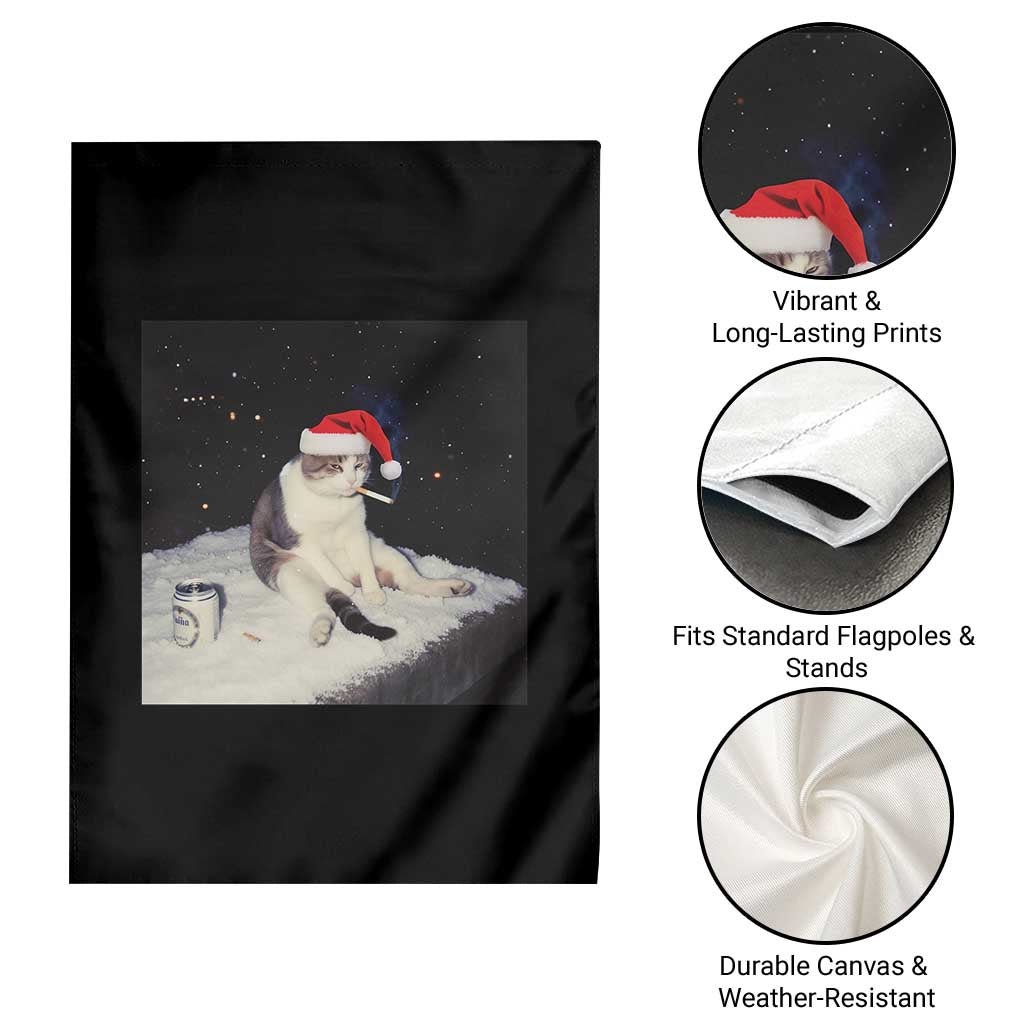Funny Smoking Cat Christmas Meme Garden Flag - Wonder Print Shop