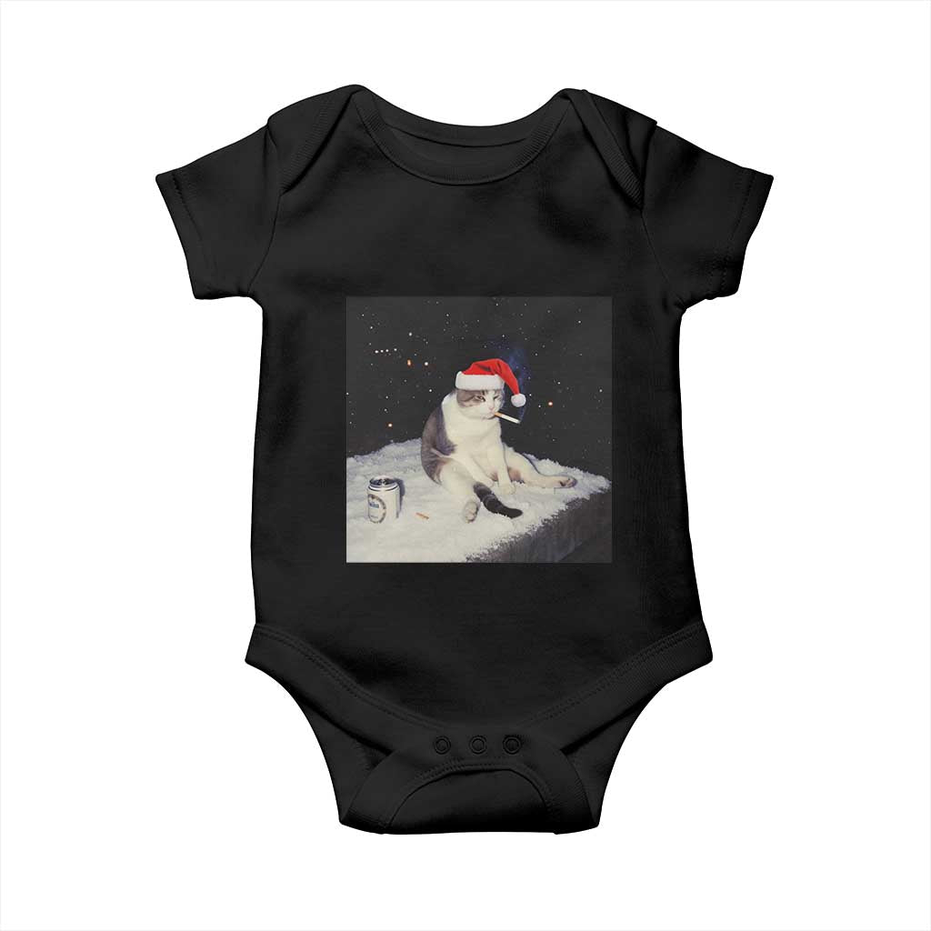 Funny Smoking Cat Christmas Meme Baby Onesie - Wonder Print Shop