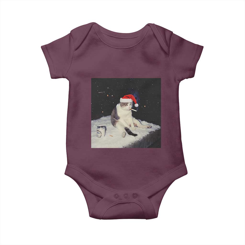 Funny Smoking Cat Christmas Meme Baby Onesie - Wonder Print Shop
