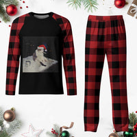 Funny Smoking Cat Christmas Meme Plaid Pajama Set - Wonder Print Shop