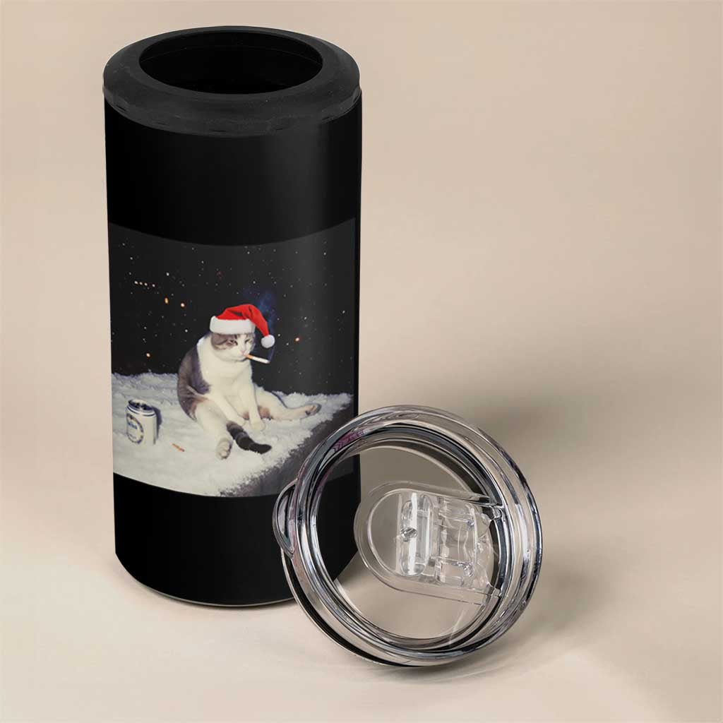 Funny Smoking Cat Christmas Meme 4 in 1 Can Cooler Tumbler - Wonder Print Shop