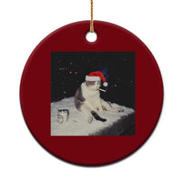 Funny Smoking Cat Xmas Meme Ceramic Ornament - Wonder Print Shop