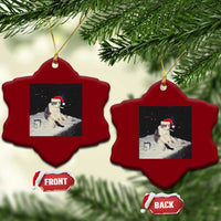 Funny Smoking Cat Xmas Meme Ceramic Ornament - Wonder Print Shop