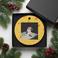 Funny Smoking Cat Xmas Meme Ceramic Ornament - Wonder Print Shop