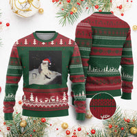 Funny Smoking Cat Xmas Meme Ugly Christmas Sweater - Wonder Print Shop