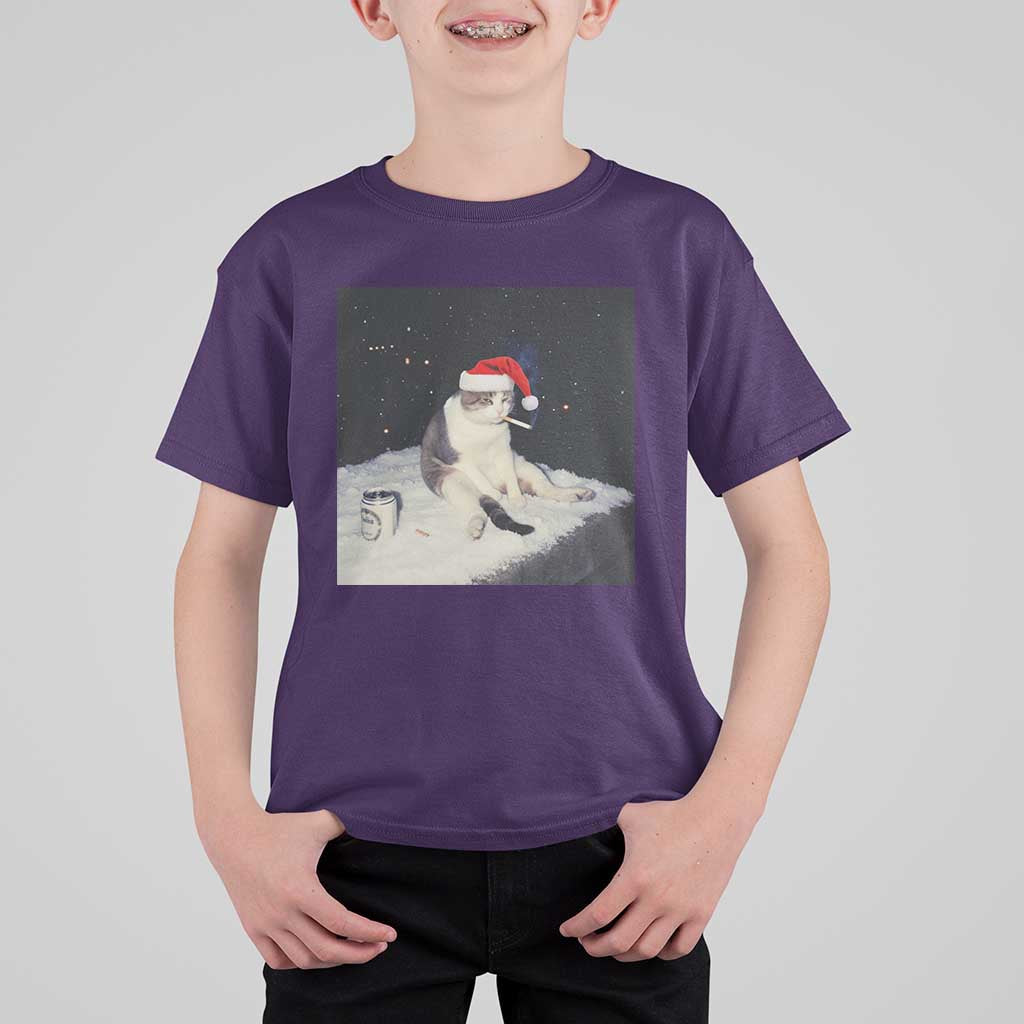 Funny Smoking Cat Christmas Meme T Shirt For Kid - Wonder Print Shop