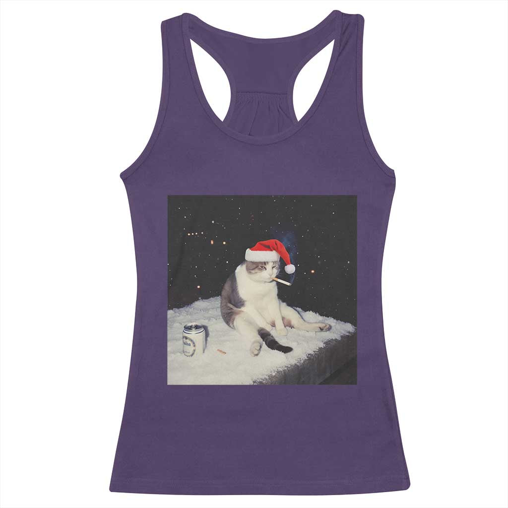 Funny Smoking Cat Christmas Meme Racerback Tank Top - Wonder Print Shop