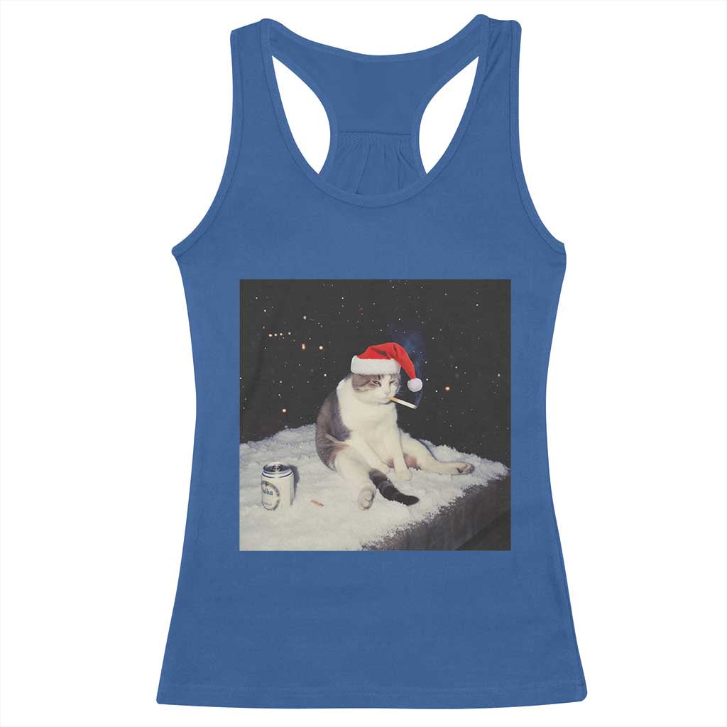 Funny Smoking Cat Christmas Meme Racerback Tank Top - Wonder Print Shop