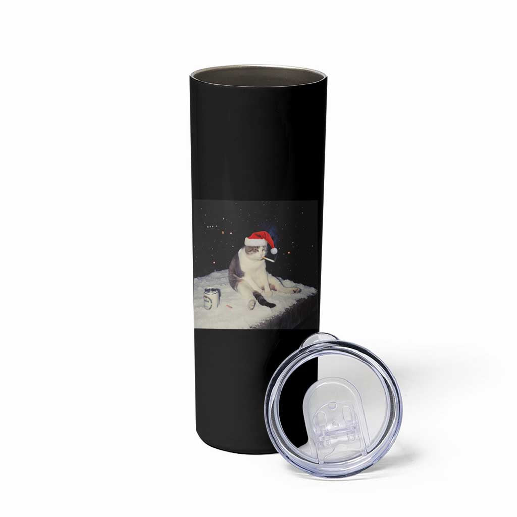 Funny Smoking Cat Christmas Meme Skinny Tumbler - Wonder Print Shop