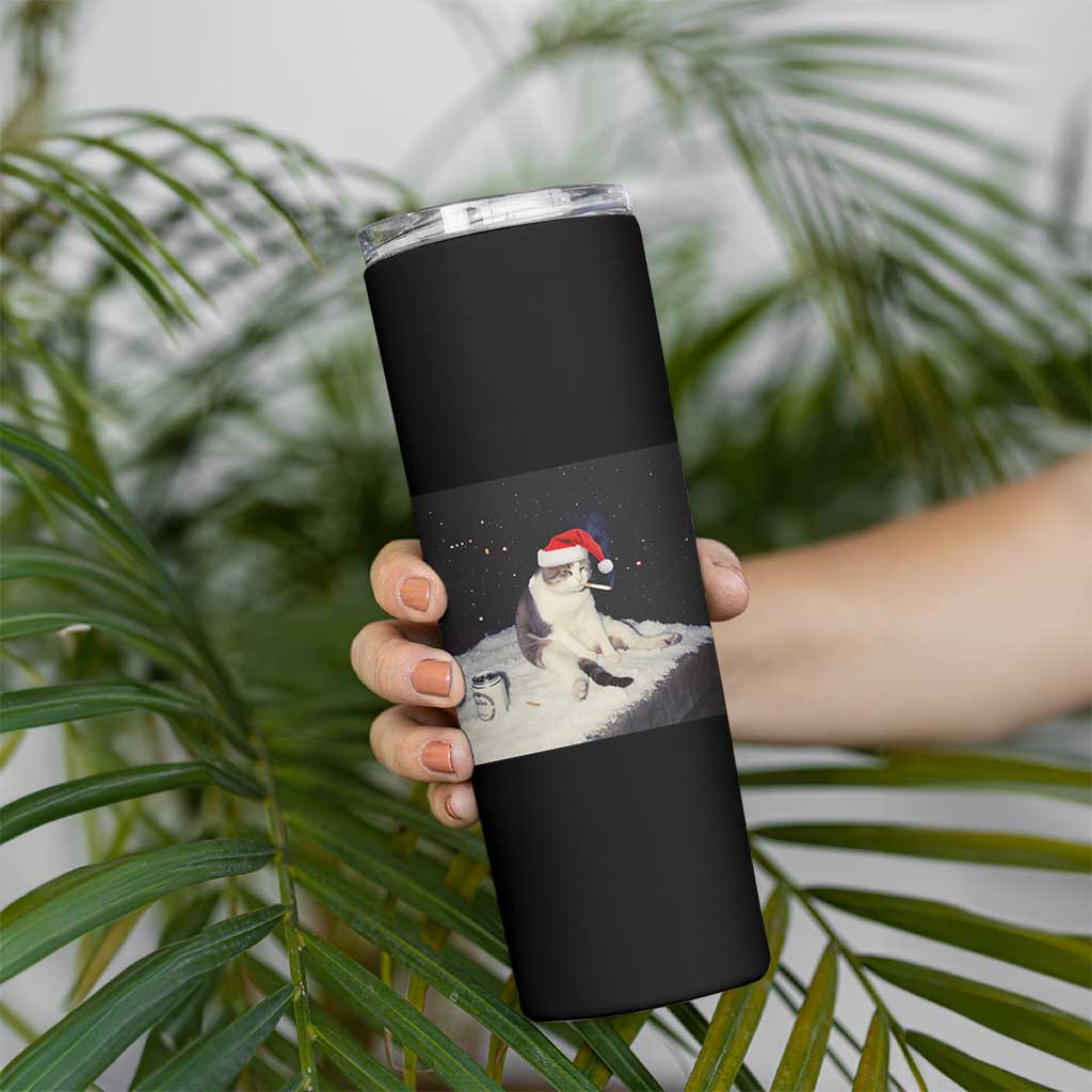 Funny Smoking Cat Christmas Meme Skinny Tumbler - Wonder Print Shop