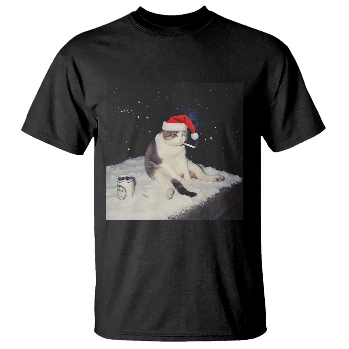 Funny Smoking Cat Christmas Meme T Shirt - Wonder Print Shop
