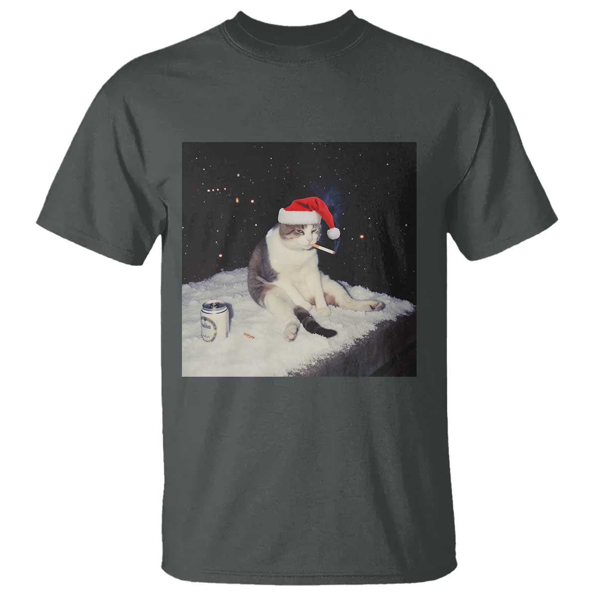 Funny Smoking Cat Christmas Meme T Shirt - Wonder Print Shop