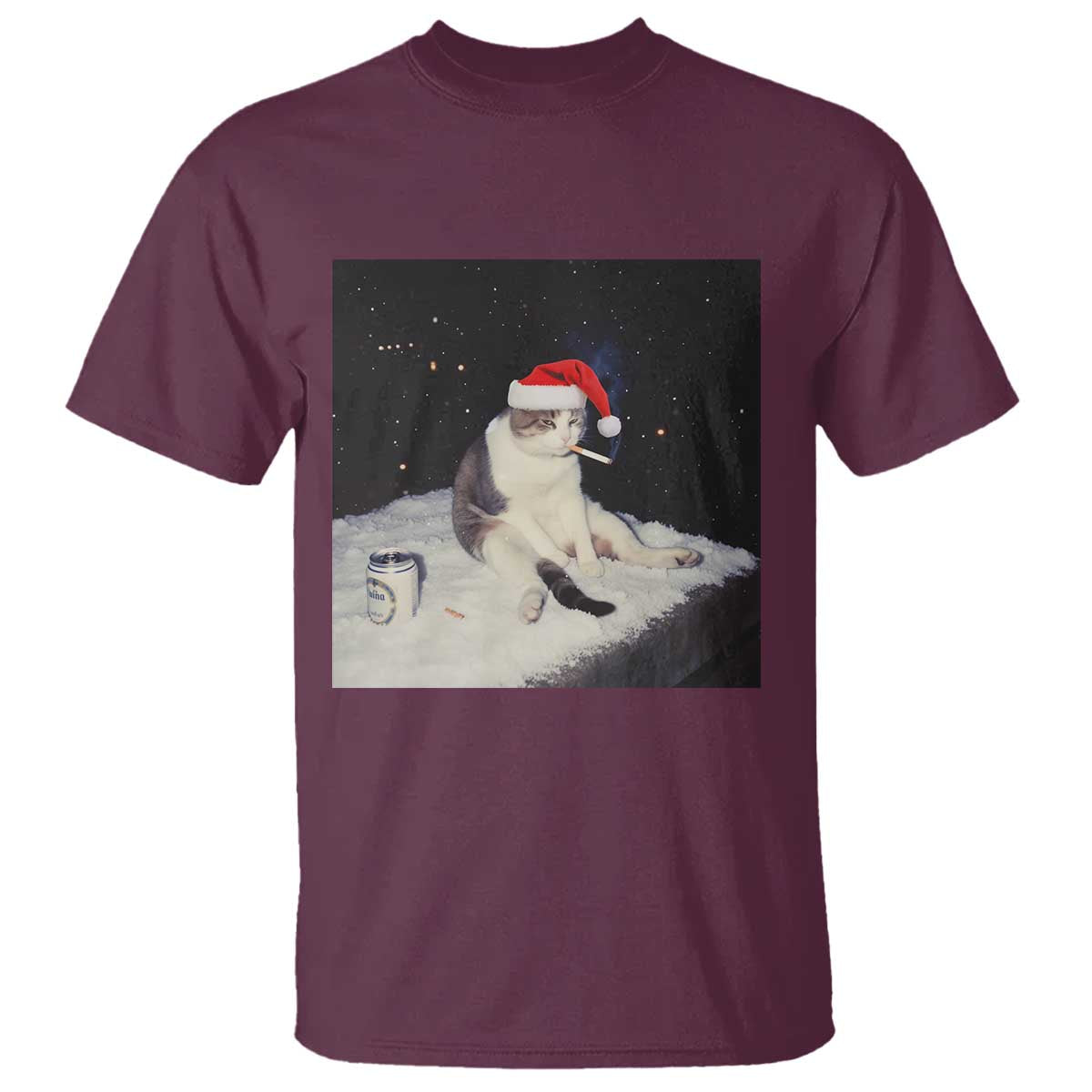 Funny Smoking Cat Christmas Meme T Shirt - Wonder Print Shop