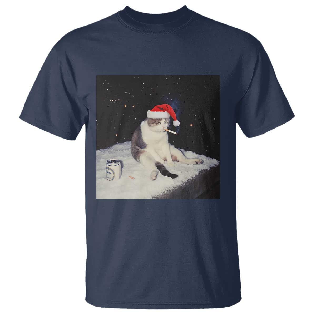 Funny Smoking Cat Christmas Meme T Shirt - Wonder Print Shop