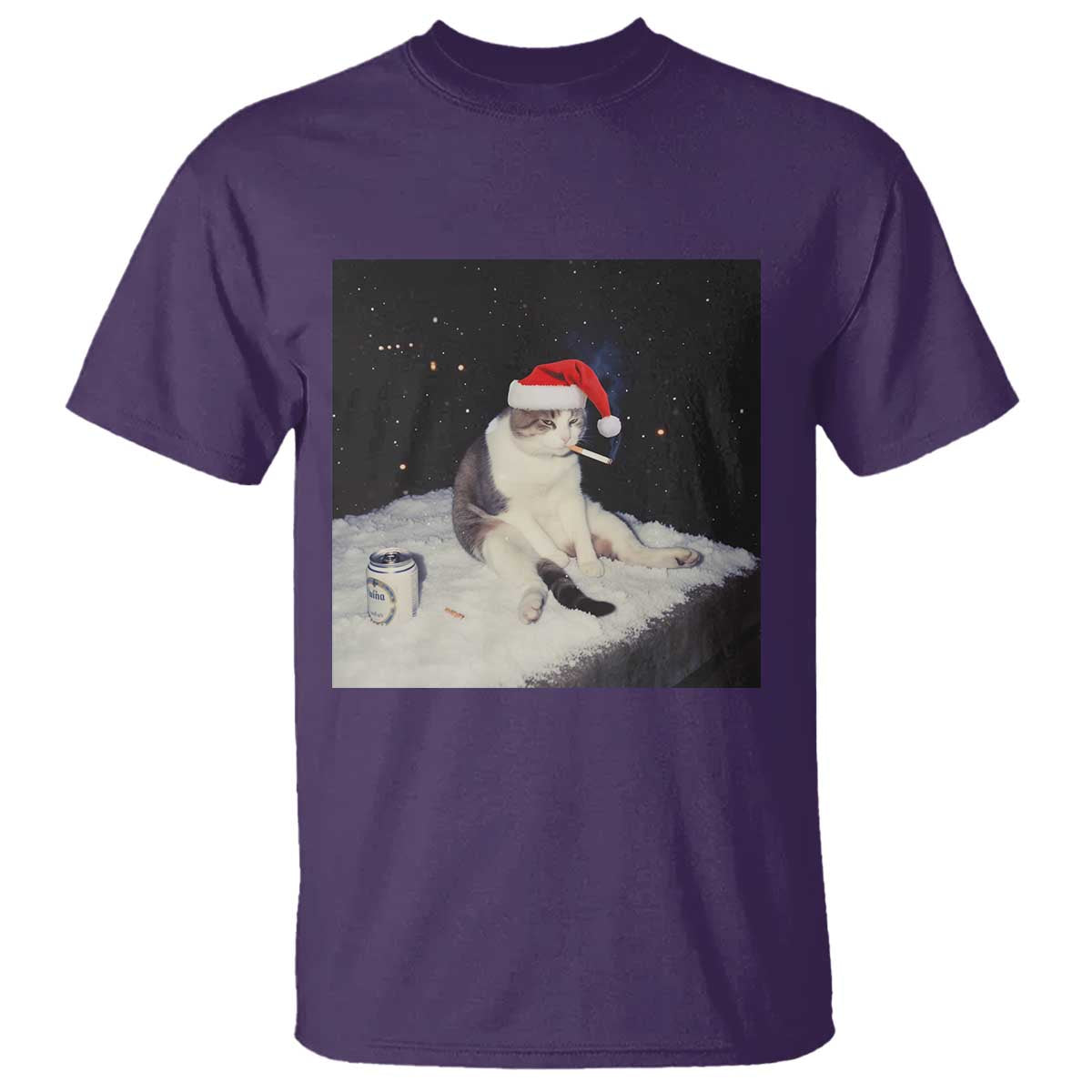 Funny Smoking Cat Christmas Meme T Shirt - Wonder Print Shop