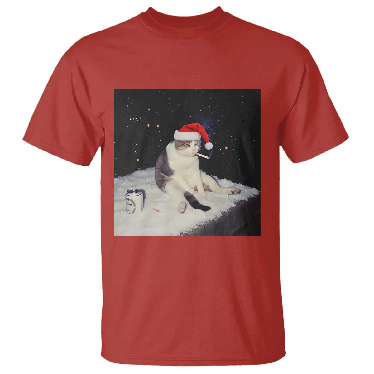 Funny Smoking Cat Christmas Meme T Shirt - Wonder Print Shop
