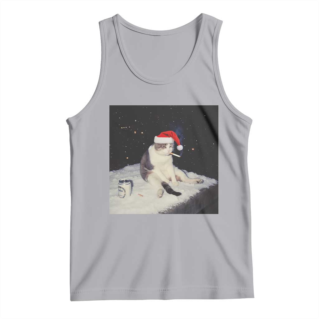 Funny Smoking Cat Christmas Meme Tank Top - Wonder Print Shop