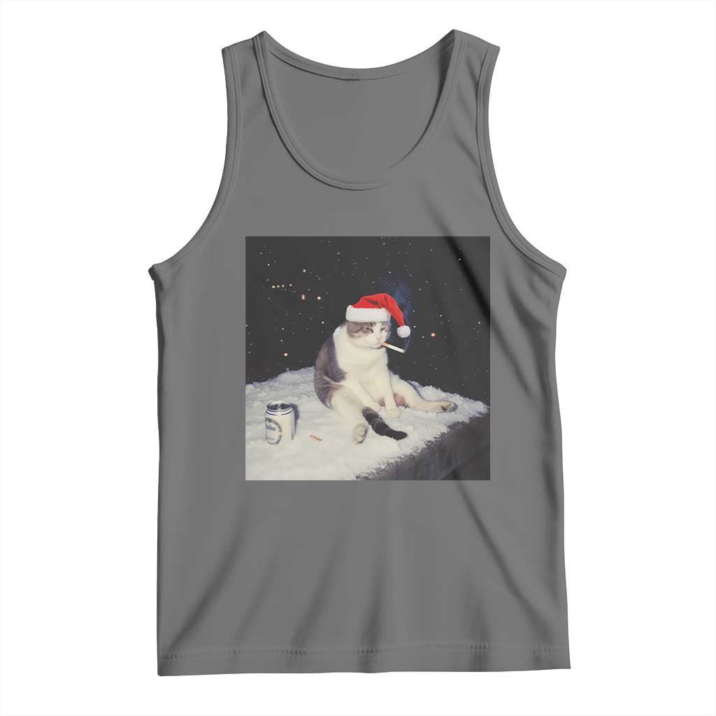 Funny Smoking Cat Christmas Meme Tank Top - Wonder Print Shop