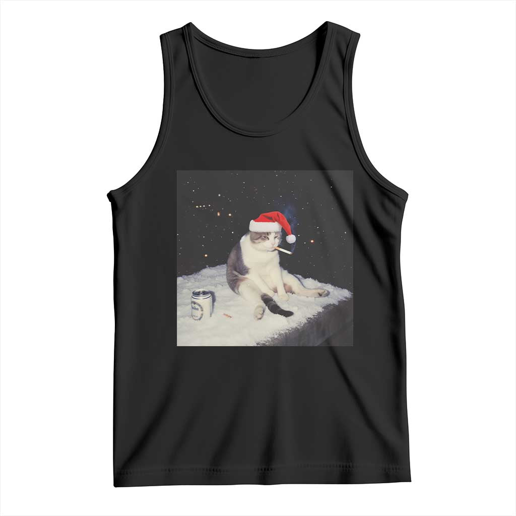 Funny Smoking Cat Christmas Meme Tank Top - Wonder Print Shop