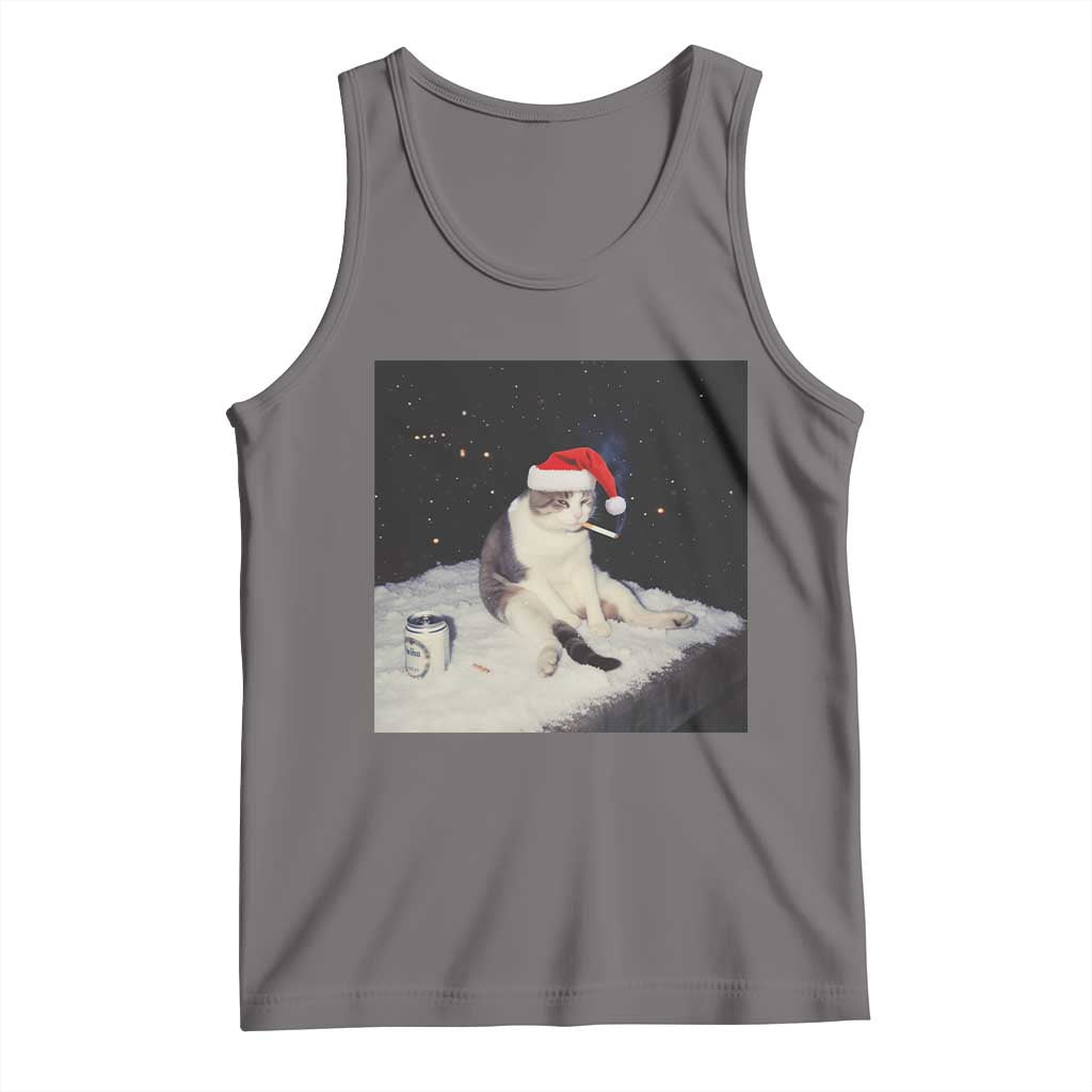 Funny Smoking Cat Christmas Meme Tank Top - Wonder Print Shop