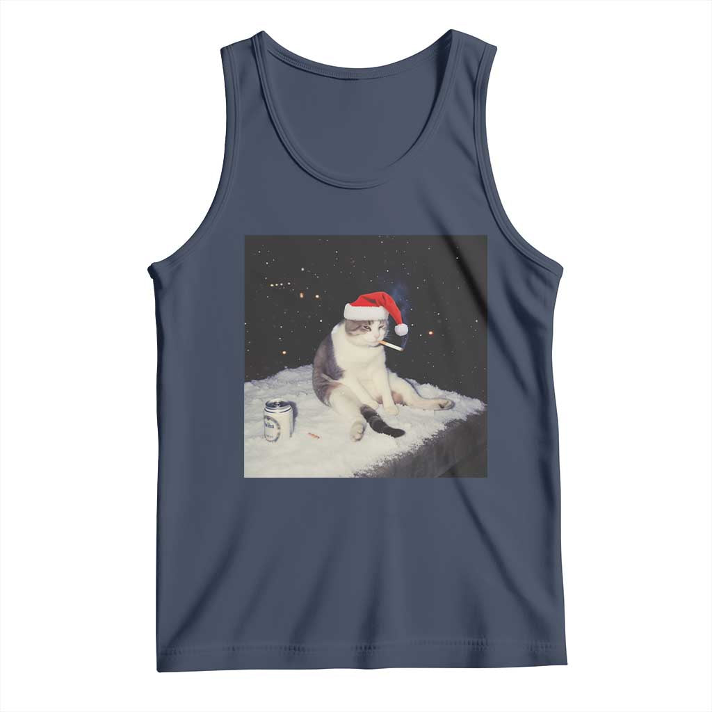 Funny Smoking Cat Christmas Meme Tank Top - Wonder Print Shop