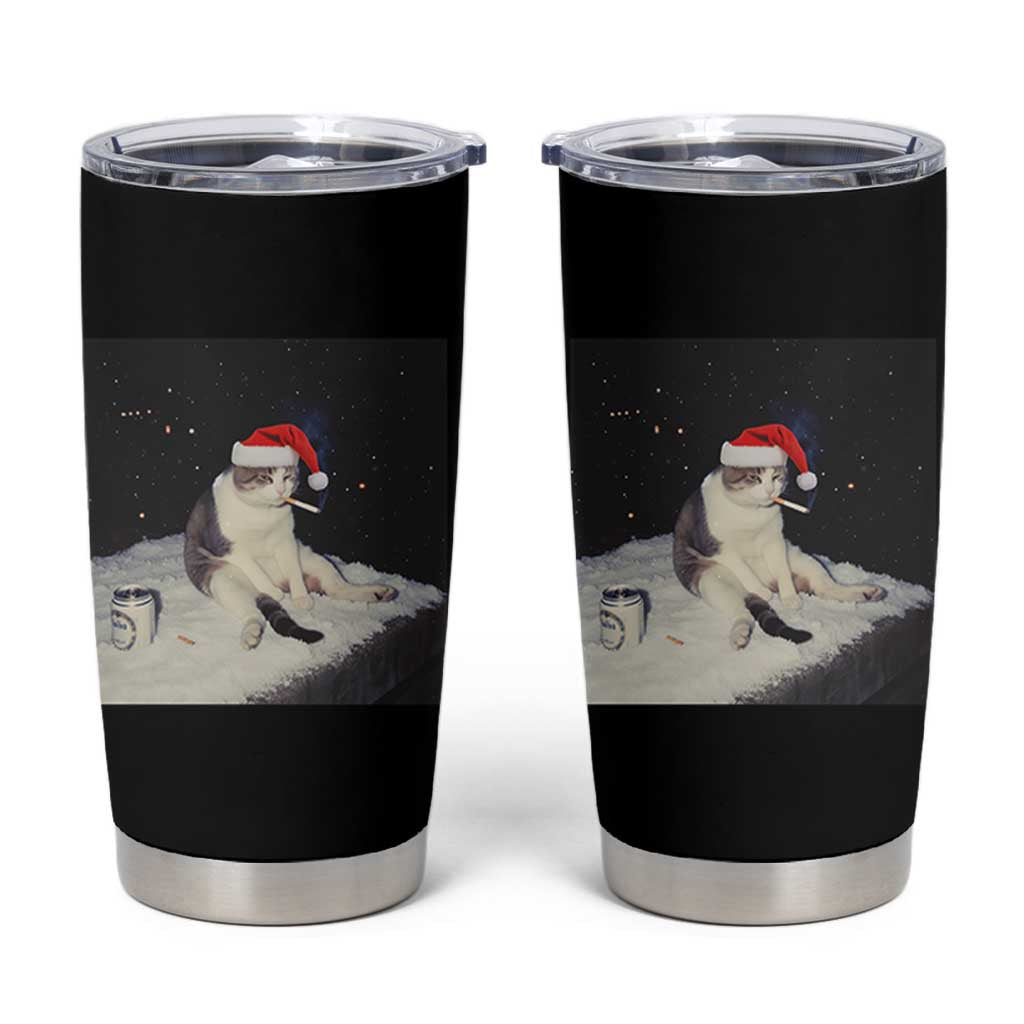 Funny Smoking Cat Christmas Meme Tumbler Cup - Wonder Print Shop