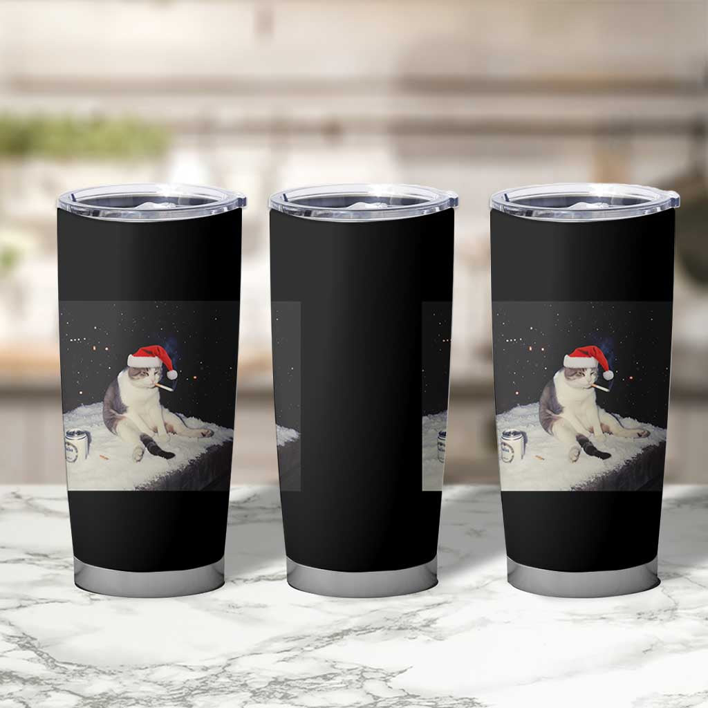 Funny Smoking Cat Christmas Meme Tumbler Cup - Wonder Print Shop