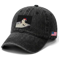 Funny Smoking Cat Christmas Meme Washed Cotton Baseball Cap