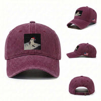 Funny Smoking Cat Christmas Meme Washed Cotton Baseball Cap