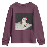 Funny Smoking Cat Christmas Meme Youth Sweatshirt - Wonder Print Shop