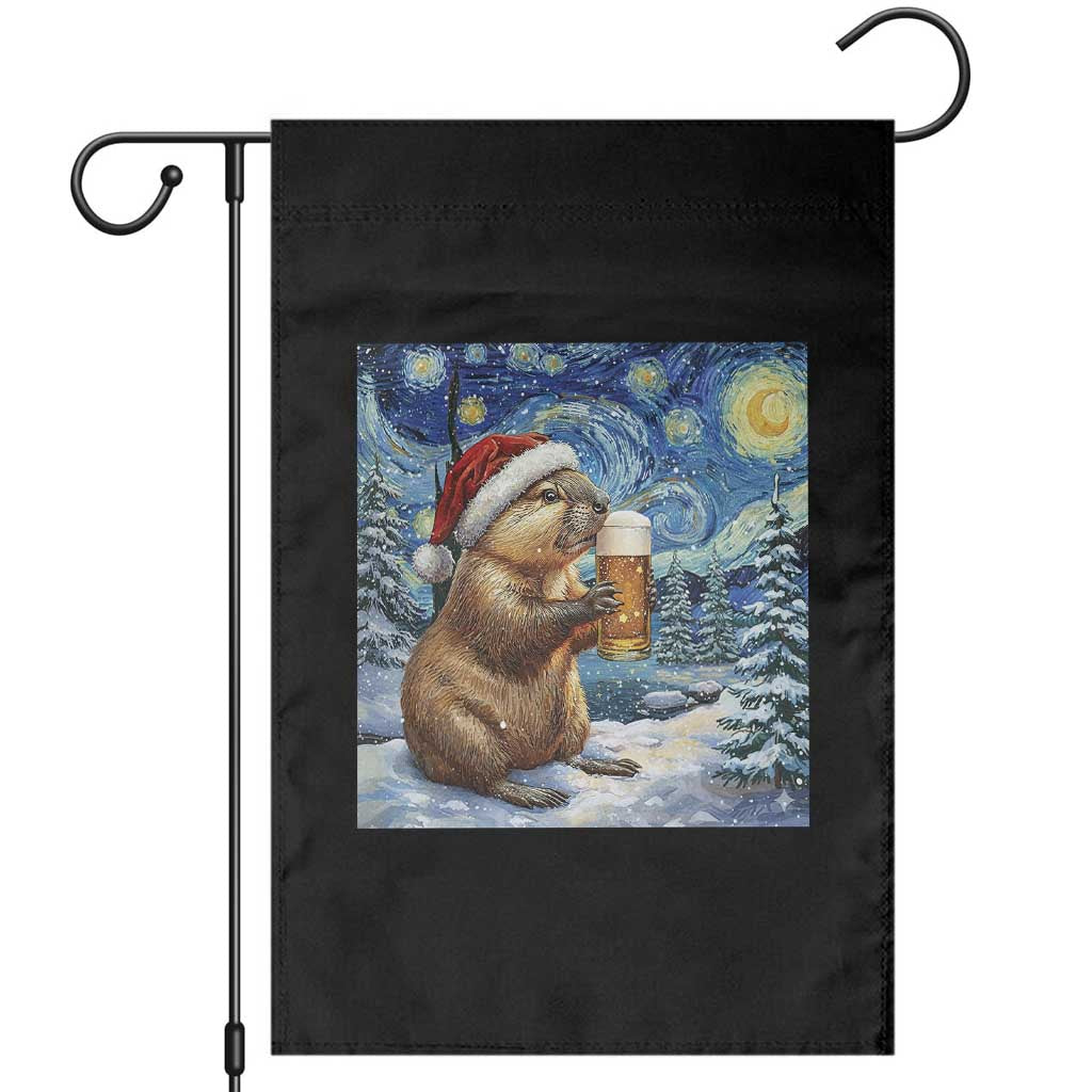 Otter Beer Christmas Garden Flag Starry Night Van Gogh - Wonder Print Shop