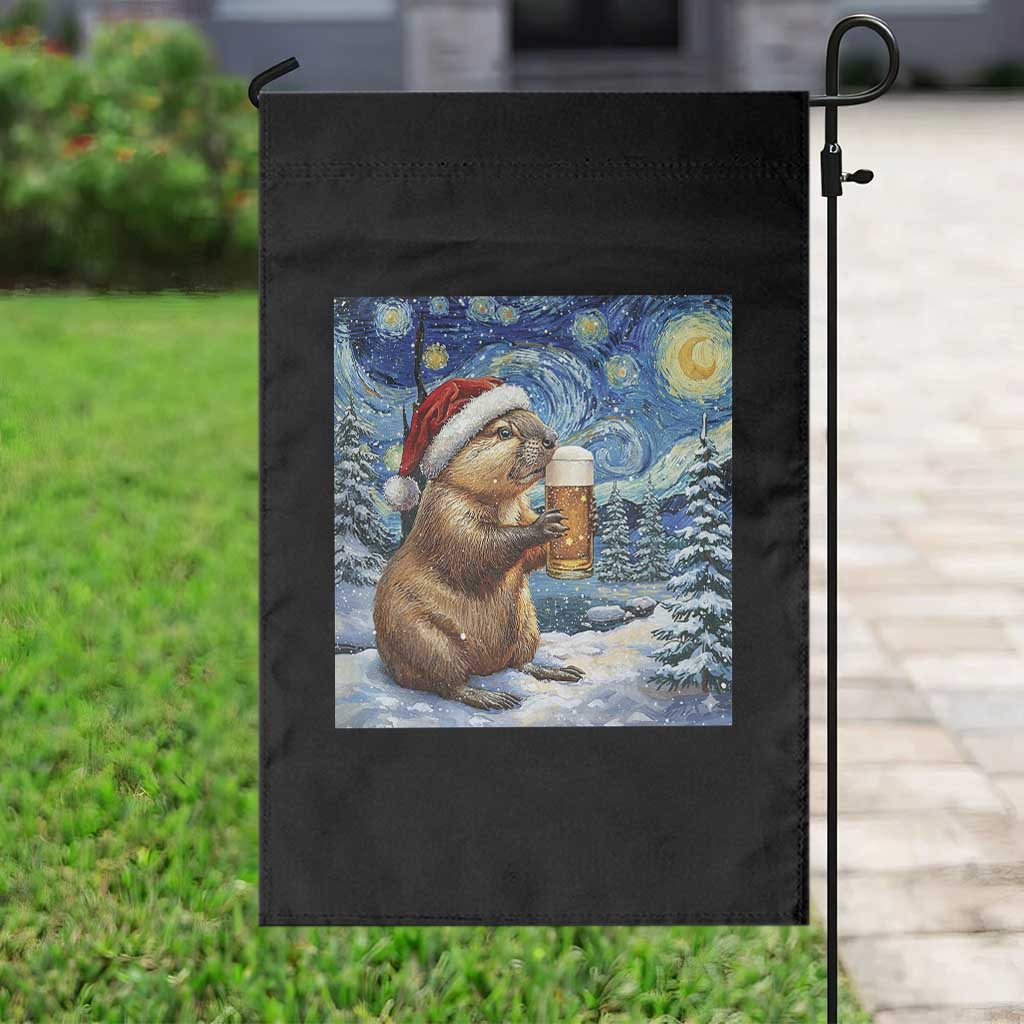 Otter Beer Christmas Garden Flag Starry Night Van Gogh - Wonder Print Shop