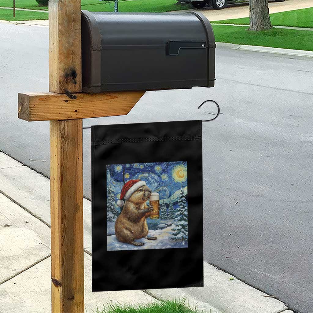 Otter Beer Christmas Garden Flag Starry Night Van Gogh - Wonder Print Shop