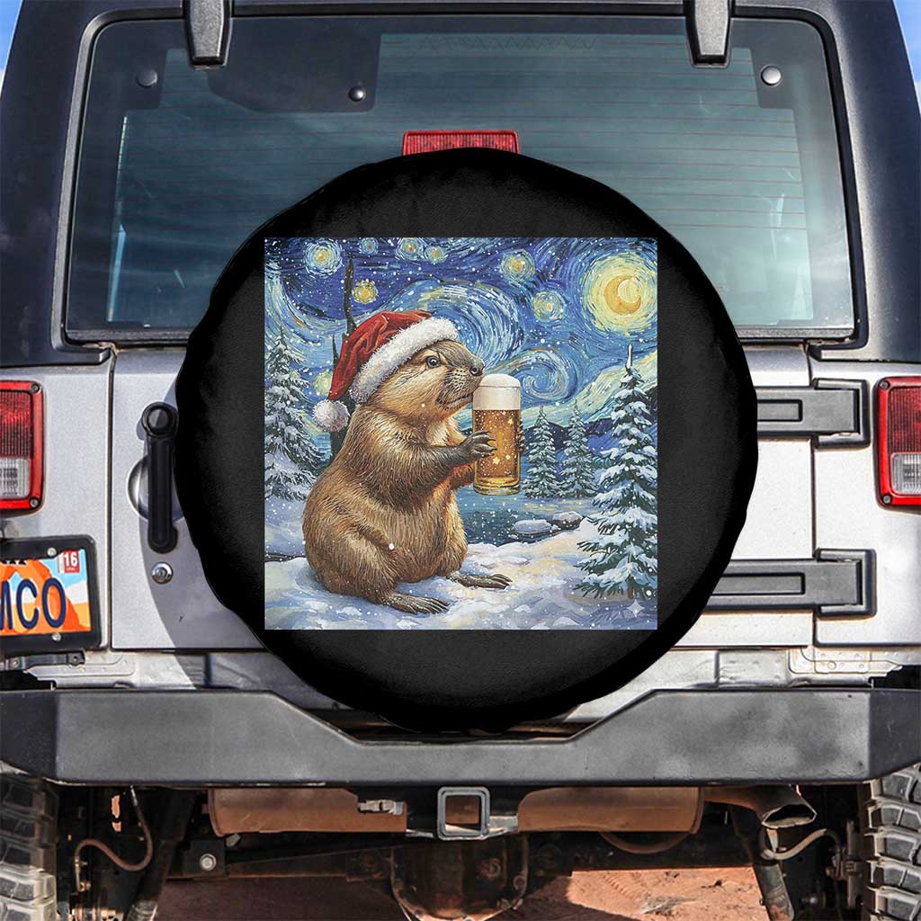 Otter Beer Christmas Spare Tire Cover Starry Night Van Gogh - Wonder Print Shop