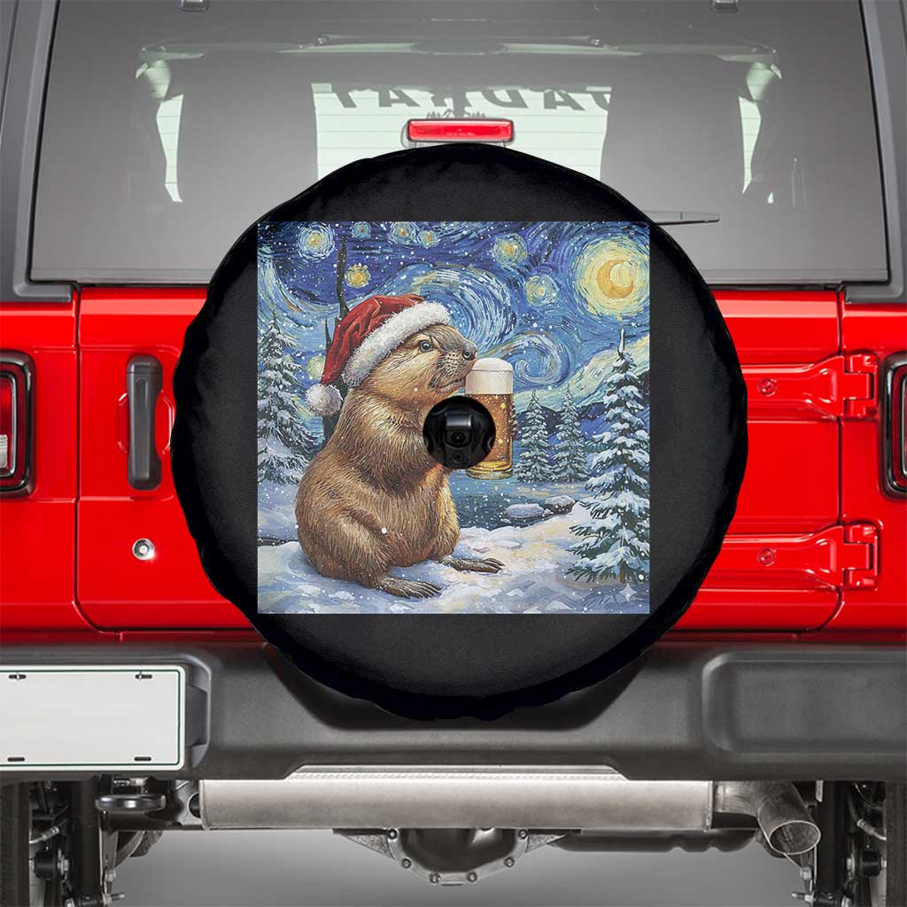 Otter Beer Christmas Spare Tire Cover Starry Night Van Gogh - Wonder Print Shop