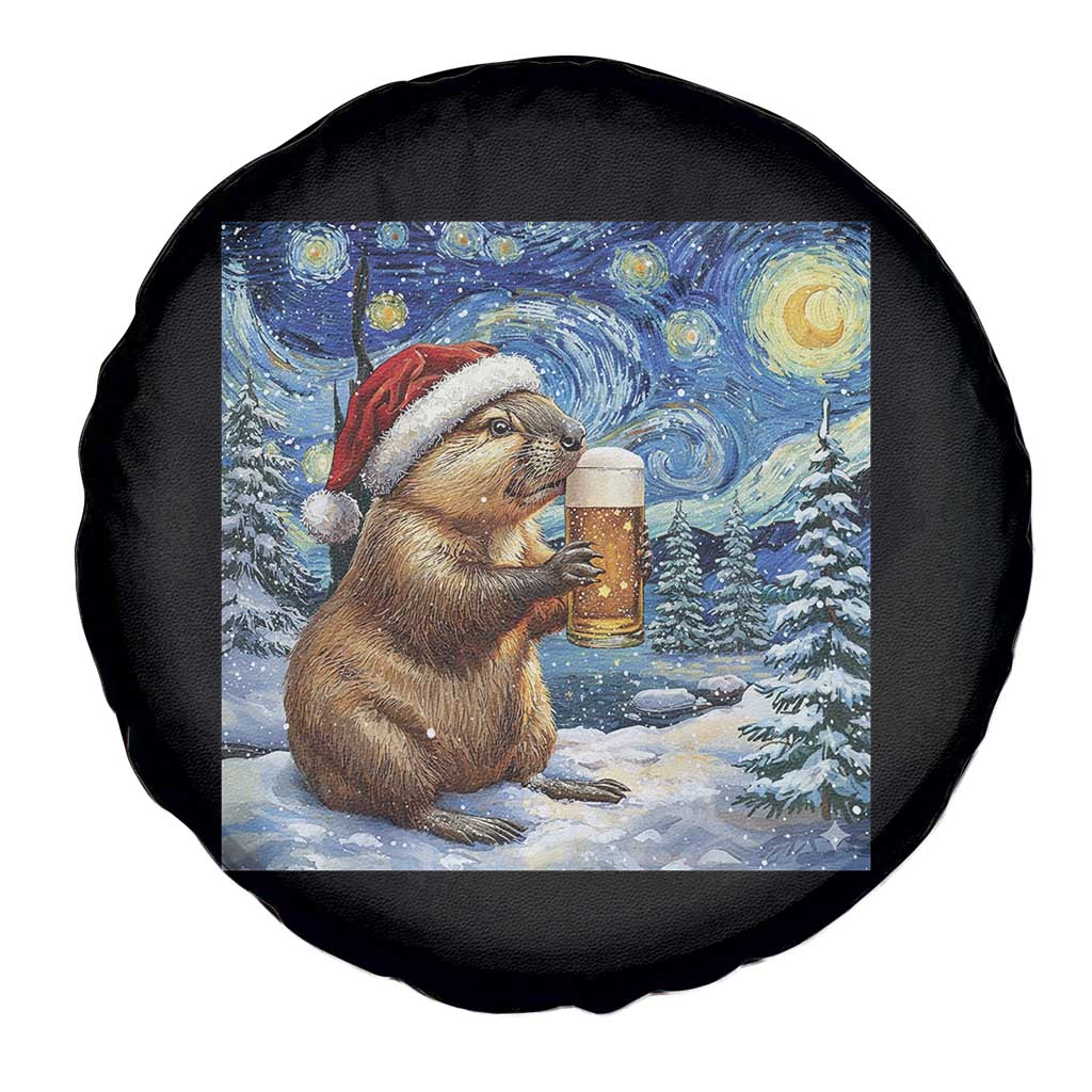 Otter Beer Christmas Spare Tire Cover Starry Night Van Gogh - Wonder Print Shop
