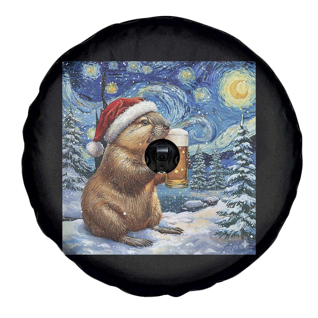 Otter Beer Christmas Spare Tire Cover Starry Night Van Gogh - Wonder Print Shop