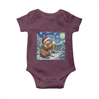 Otter Beer Christmas Baby Onesie Starry Night Van Gogh - Wonder Print Shop