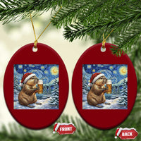 Otter Beer Xmas Ceramic Ornament Starry Night Van Gogh - Wonder Print Shop