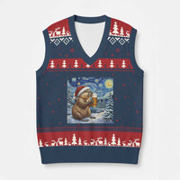 Otter Beer Xmas V-Neck Knit Sweater Vest Starry Night Van Gogh - Wonder Print Shop