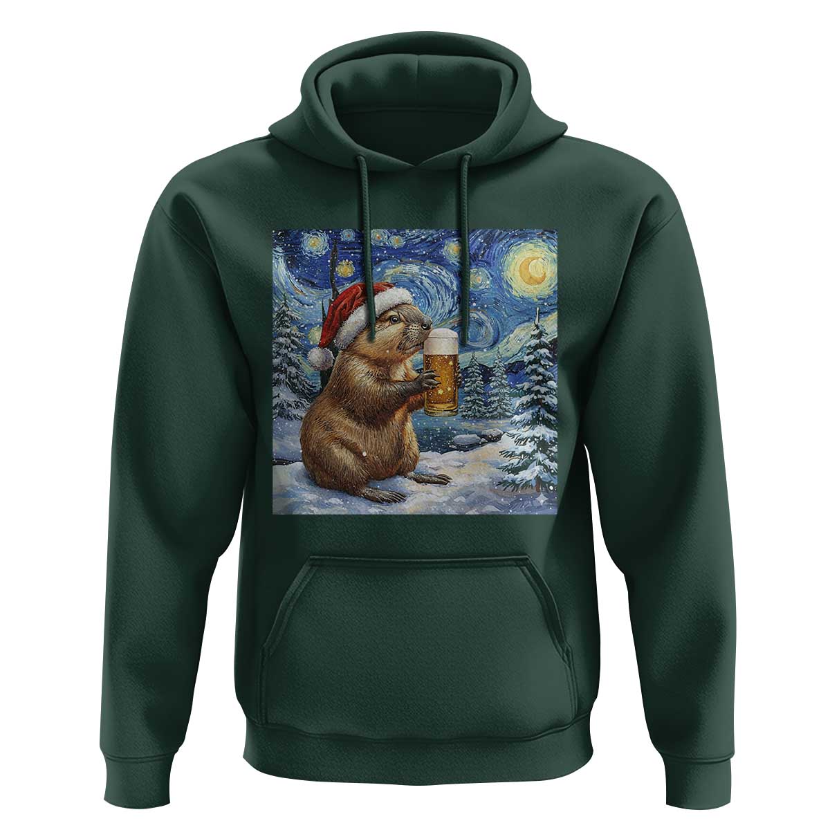 Otter Beer Christmas Hoodie Starry Night Van Gogh - Wonder Print Shop