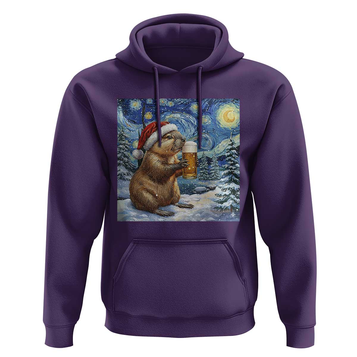 Otter Beer Christmas Hoodie Starry Night Van Gogh - Wonder Print Shop